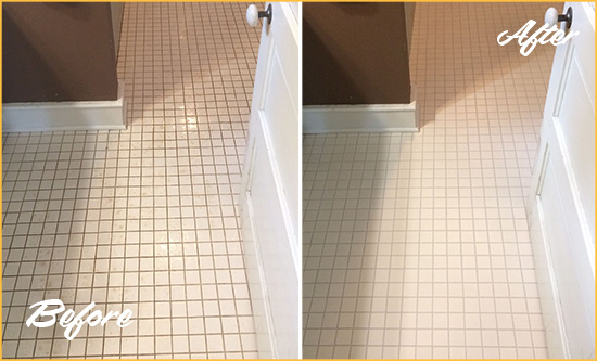 Before and After Picture of a Mount Juliet Bathroom Floor Sealed to Protect Against Liquids and Foot Traffic