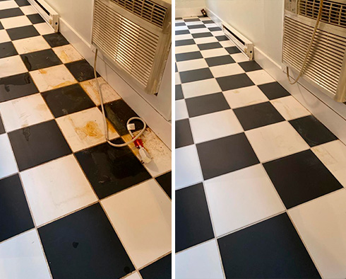 Before and After Picture of a Tile Cleaning in Nashville, TN