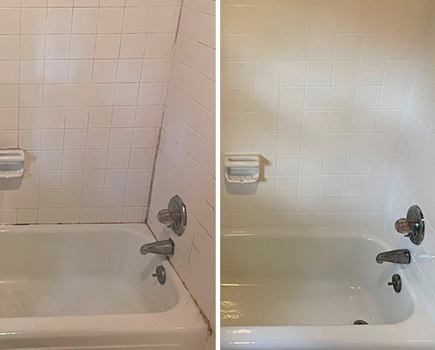 Shower Before and After a Grout Sealing in Nashville, TN