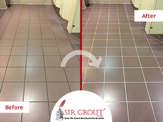 Before and After Picture of a Tile Cleaning Service in Murfreesboro, TN