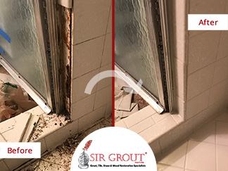 Before and After Picture of a Tile and Grout Cleaners in Franklin, TN