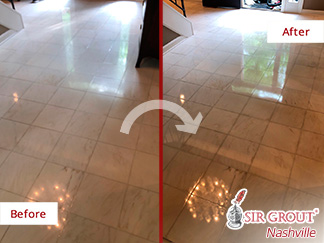 Before and After Picture of a Marble Stone Honing Service in Brentwood, Tennessee