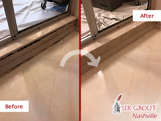 Before and After Picture of a Cultured Marble Shower Caulking Service in Franklin, TN