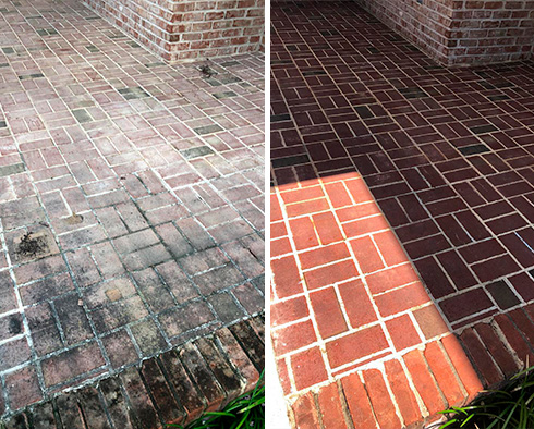 Before and After Picture of This Brick Surface in Brentwood, TN