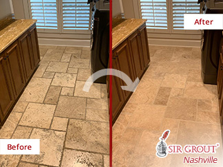 Before and After Picture of a Grout Sealing Service in Brentwood, TN