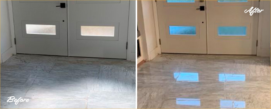 Marble Floor Before and After a Stone Polishing in Nashville, TN