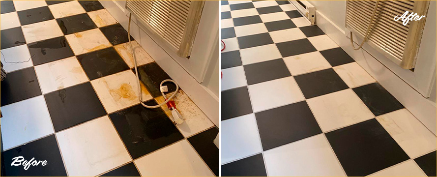 Ceramic Floor Before and After a Tile Cleaning in Nashville, TN