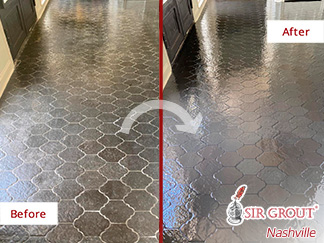 Before and After Image of a Tile Sealing in Belle Meade