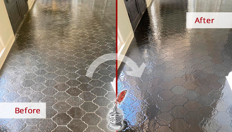 Before and After Image of a Tile Sealing in Belle Meade