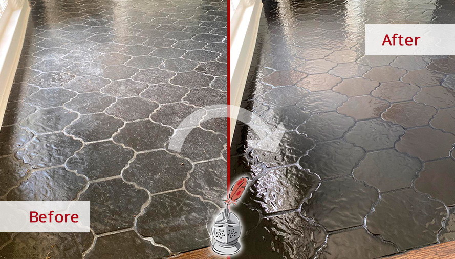 Before and After Image of a Floor After a Tile Sealing in Belle Meade