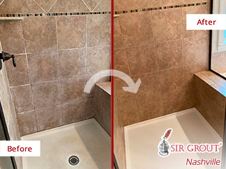 Before and After Picture of a Tile Cleaning in Nolesville, TN