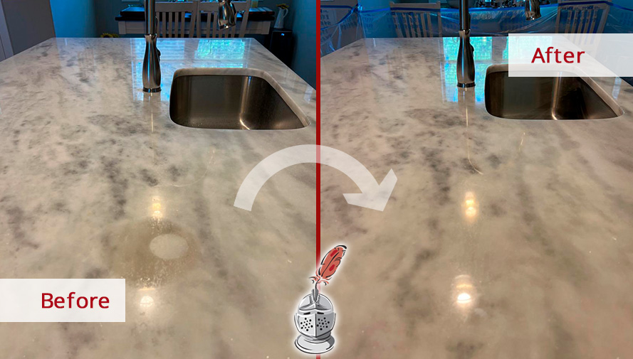 Before and After Our Kitchen Countertop Stone Cleaning in Franklin, TN