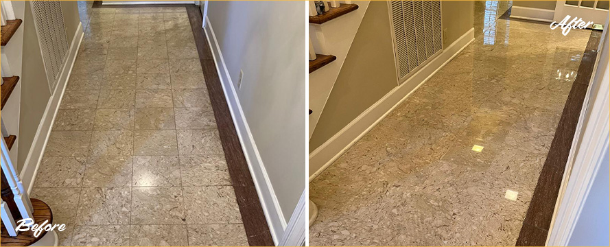 Before and After Our Marble Floor Stone Polishing in Green Hills, TN