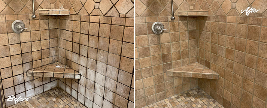 Ceramic Shower Before and After Services from Our Nashville Tile and Grout Cleaners