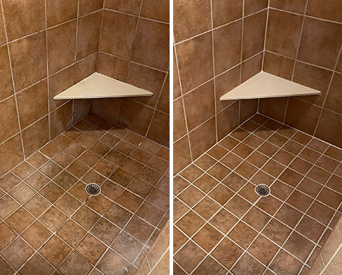 Bathroom Floor Before and After our Hard Surface Restoration Services in Nashville, TN