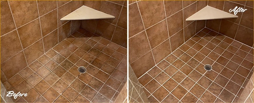 Shower Before and After our Professional Hard Surface Restoration Services in Nashville, TN