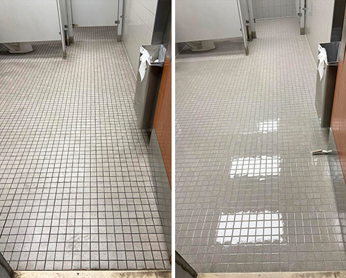 Office Restroom Before and After Our Tile and Grout Cleaners in Nashville, TN