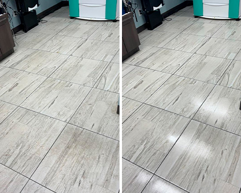 Floor Before and After Our Hard Surface Restoration Services in Nashville, TN