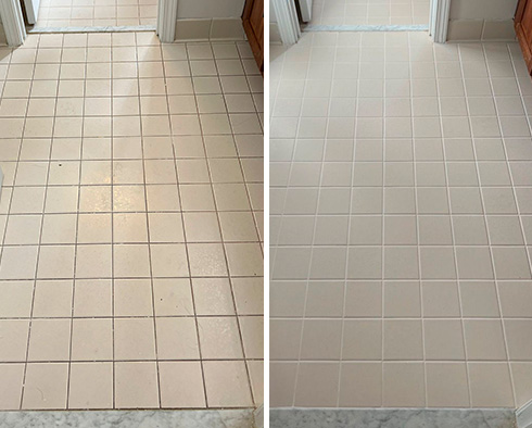 Ceramic Floor Before and After Our Grout Sealing in Brentwood, TN