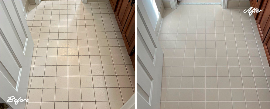 Ceramic Floor Before and After Our Grout Sealing in Brentwood, TN