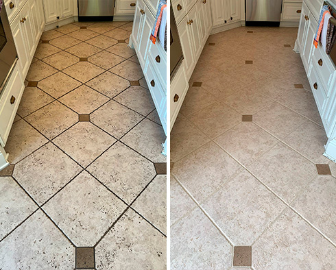 Floor Before and After a Grout Cleaning in Nashville, TN