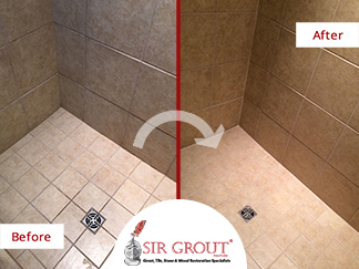 Before and After Picture of a Bathroom Tile and Grout Cleaning in Nolensville, TN
