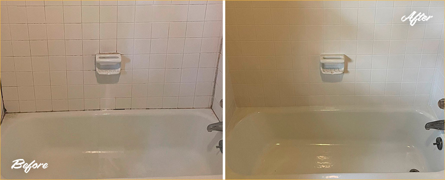 Shower Before and After a Phenomenal Grout Sealing in Nashville, TN