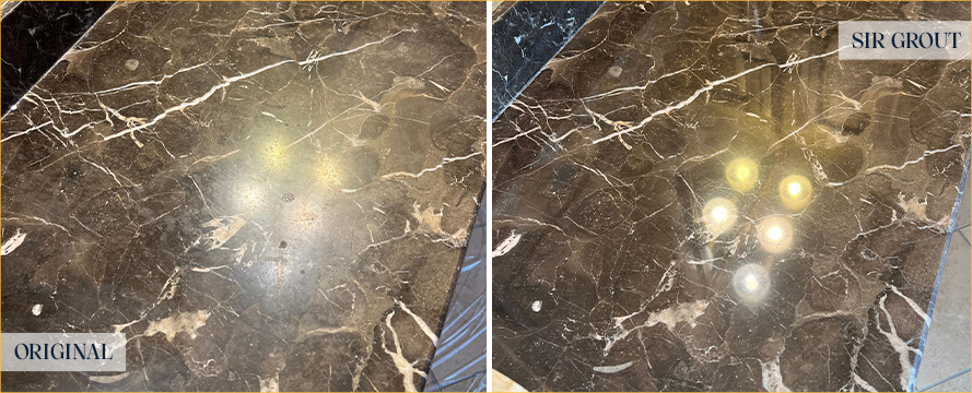 Marble Vanity Before and After a Stone Polishing in Nolensville 