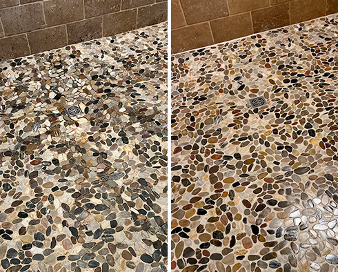 Shower Before and After a Stone Cleaning in Franklin, TN