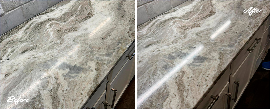 Marble Countertop Before and After a Stone Polishing in Nolensville, TN
