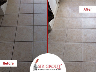 Before and After Picture of Grout Cleaning Service in Thompson's Station, TN