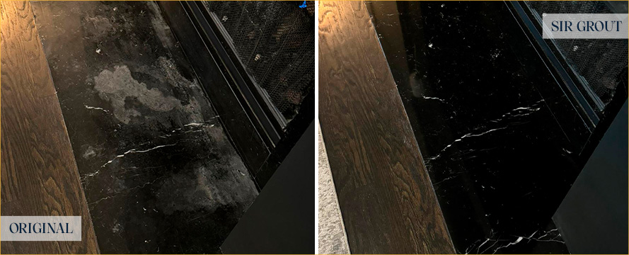Fireplace Before and After a Remarkable Stone Honing in Brentwood, TN