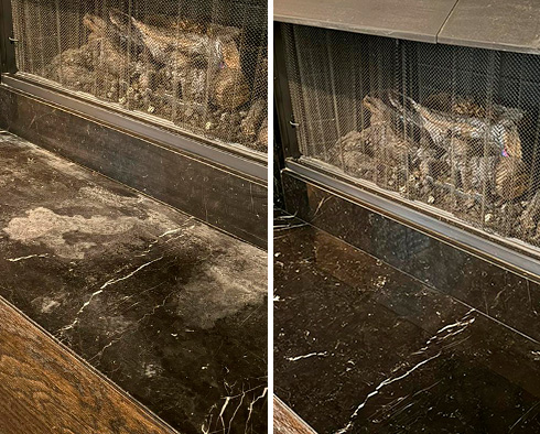 Fireplace Before and After a Stone Honing in Brentwood, TN