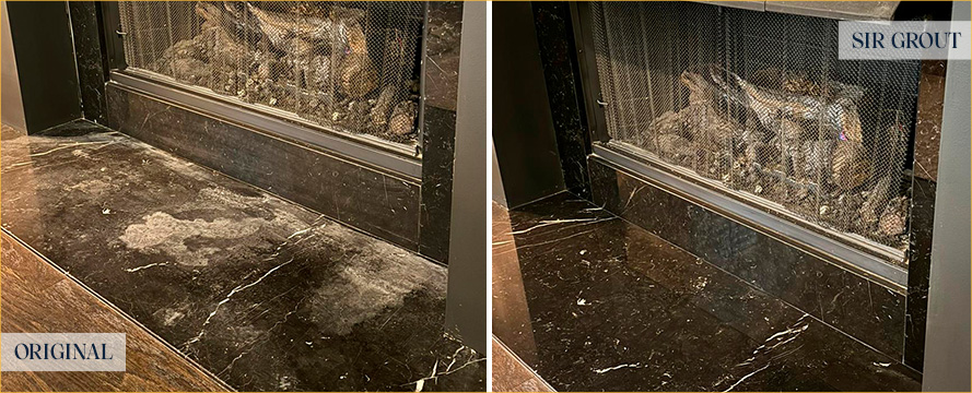 Fireplace Before and After a Flawless Stone Honing in Brentwood, TN