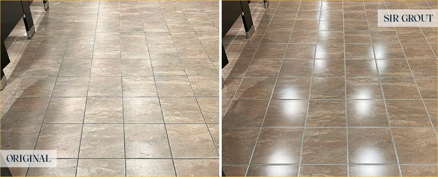 Locker Room Floor Before and After a Superb Tile Sealing in Nashville, TN