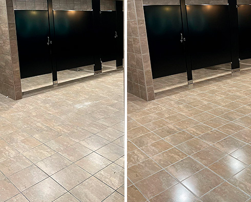 Floor Before and After a Tile Sealing in Nashville, TN