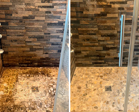 Shower Before and After a Stone Cleaning in Franklin, TN