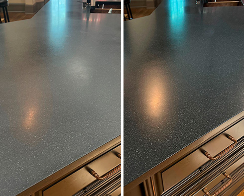 Countertop Before and After a Stone Cleaning in Franklin, TN