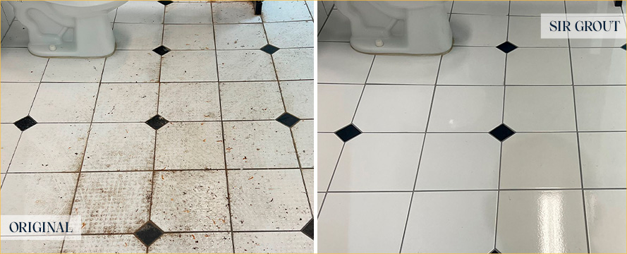 Restroom Floor Before and After a Superb Tile Sealing in Brentwood, TN