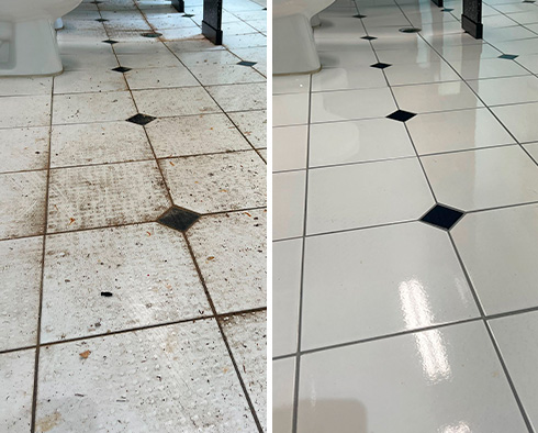 Floor Before and After a Tile Sealing in Brentwood, TN