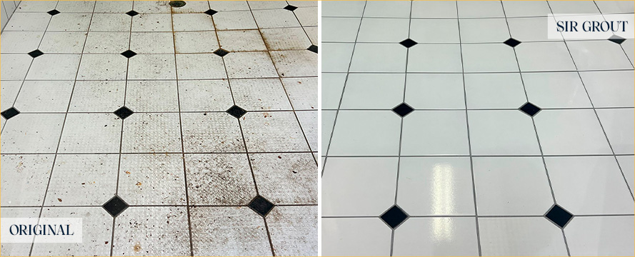Restroom Floor Before and After a Flawless Tile Sealing in Brentwood, TN