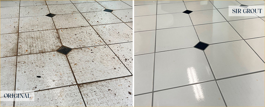 Restroom Floor Before and After a Tile Sealing in Brentwood, TN