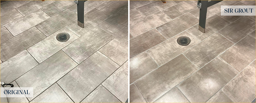 Restroom Floor Before and After a Flawless Tile Sealing in Brentwood, TN