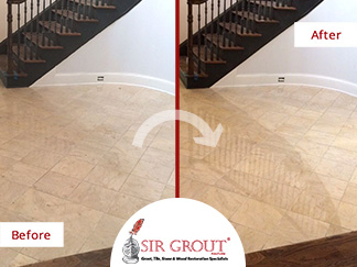 Before and After Picture of a Stone Honing and Polishing Service in Nashville, TN