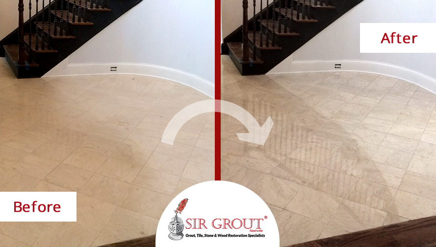 Before and After Picture of a Stone Honing and Polishing Service in Nashville, TN