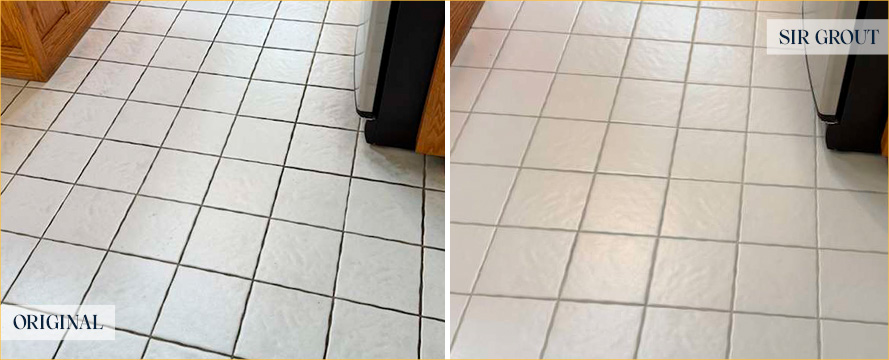 Floor Before and After a Flawless Grout Sealing in Brentwood, TN