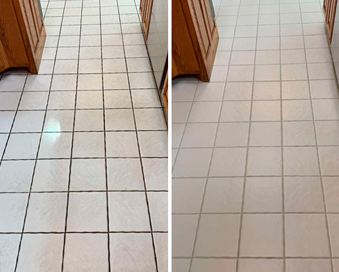 Floor Before and After a Grout Sealing in Brentwood, TN