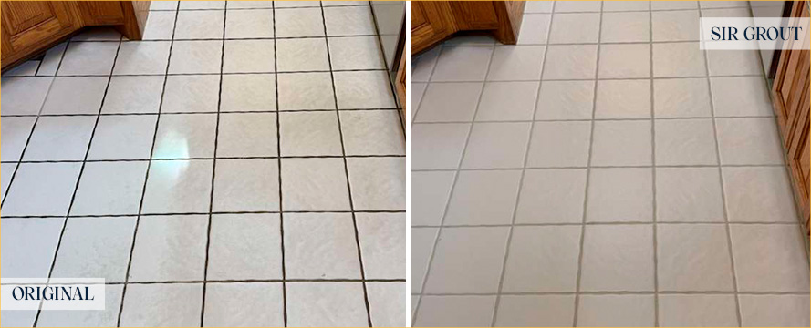 Floor Before and After a Superb Grout Sealing in Brentwood, TN