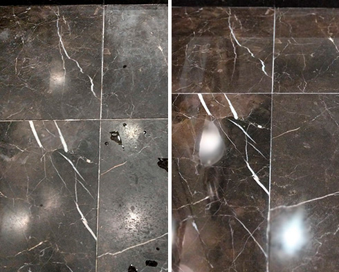 Vanity Top Before and After a Stone Polishing in Hendersonville, TN