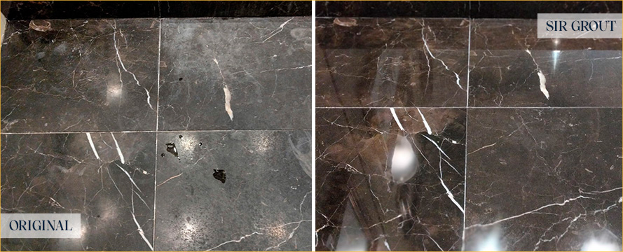 Vanity Top Before and After a Flawless Stone Polishing in Hendersonville, TN